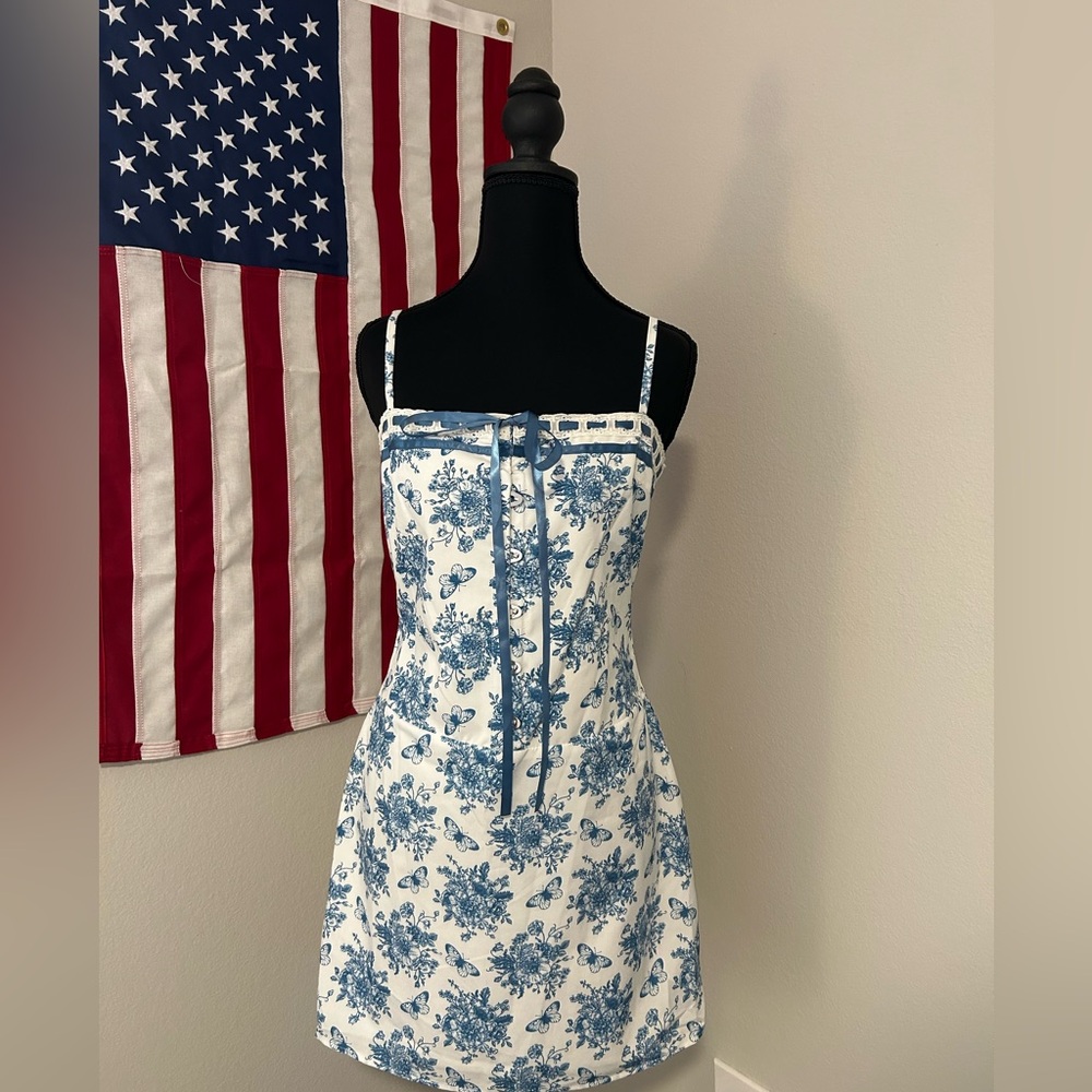Blue Floral Mini Dress